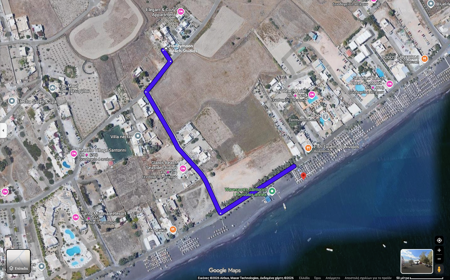 Pathway and beach vibes near Perivolos Beach, Santorini